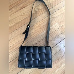 Woven Padded cassette- style crossbody bag